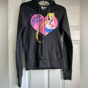 Sailor Moon Heart Usagi Black Hoodie Jacket Size Medium